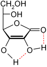 Puentes de hidrógeno del ácido ascórbico